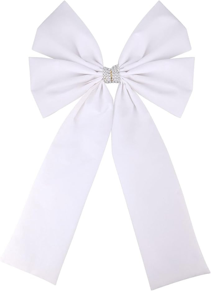 36x18 Inches Extra-Large Christmas Tree Topper Bow White Velvet Ribbon Gift Bows for Christmas Ho... | Amazon (US)