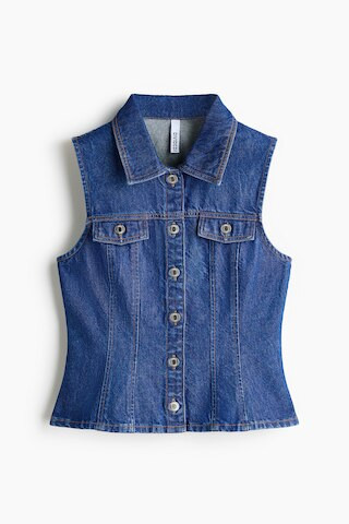 H & M - Peplum Denim Vest - Blue | H&M (US + CA)