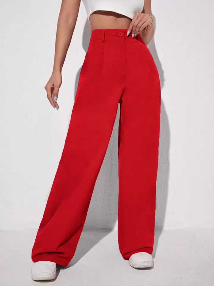 SHEIN EZwear Solid Wide Leg Pants | SHEIN