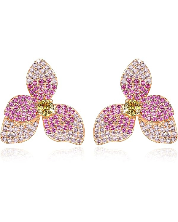 Frwiskp Zircon Gemstone Drop Dangle Earrings, Multi Color Created Sapphire Sparkly Evening Dressy... | Amazon (US)