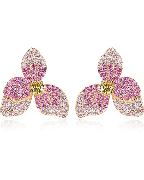 Frwiskp Zircon Gemstone Drop Dangle Earrings, Multi Color Created Sapphire Sparkly Evening Dressy... | Amazon (US)