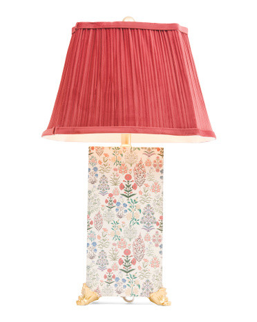 25in Floral Pattern Table Lamp With Pleated Shade | TJ Maxx