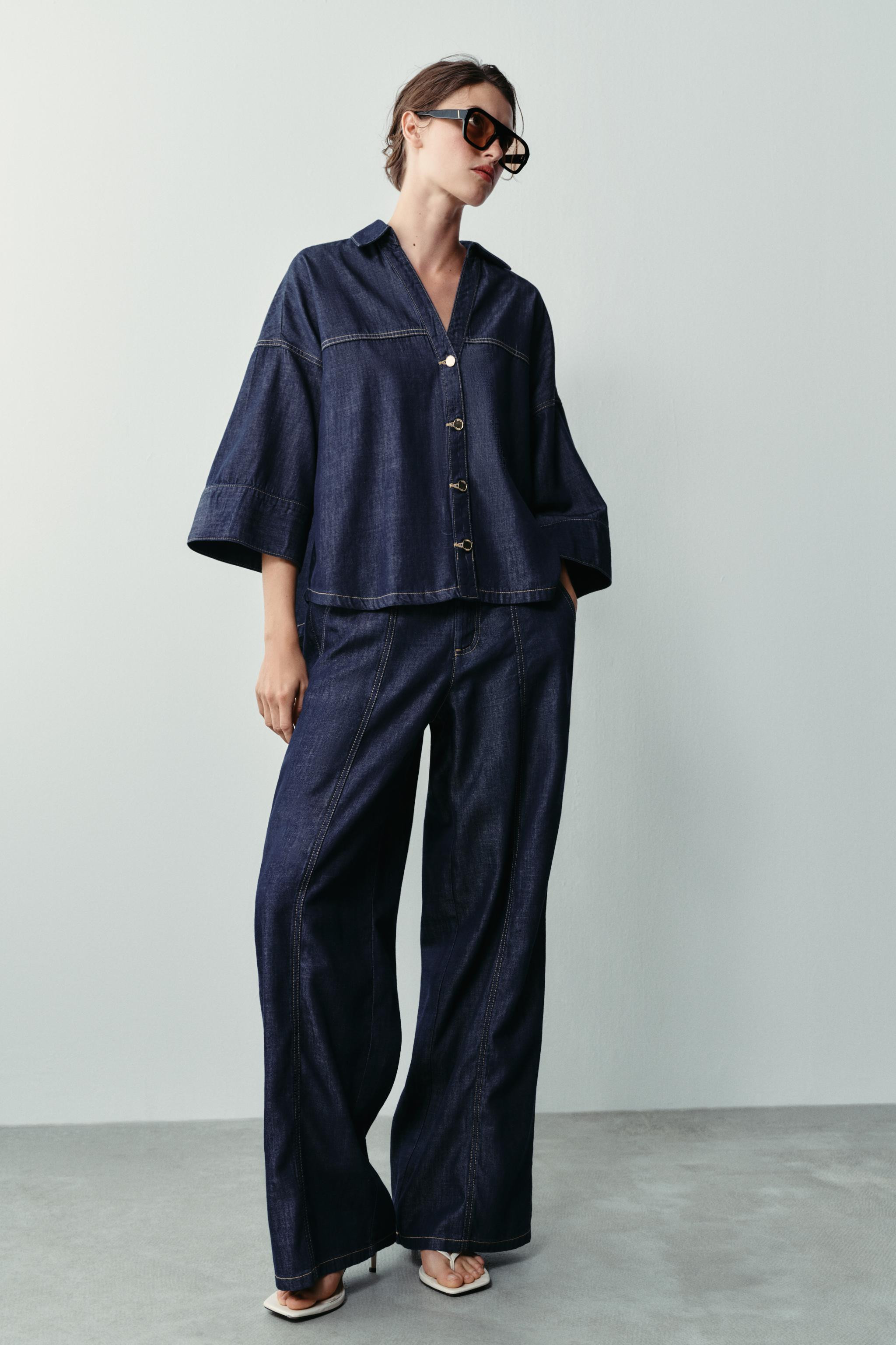 Z1975 WIDE SLEEVE DENIM SHIRT | Zara US