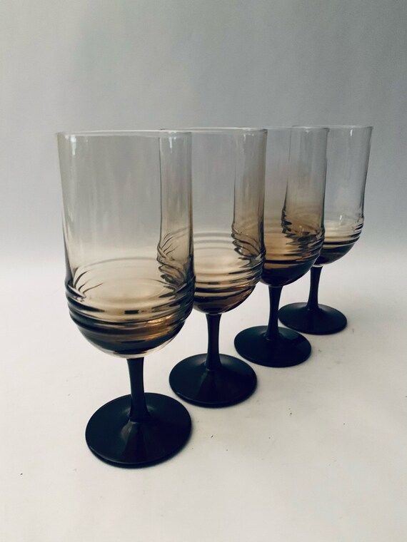 Vintage MCM 70S Smoke Brown Tawny Wine / Water Glasses  Set | Etsy | Etsy (US)