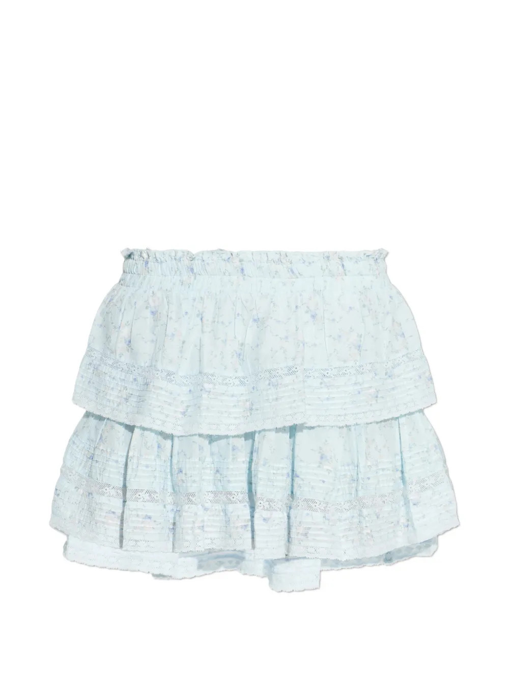 LoveShackFancy ruffled floral-print mini skirt - Blue | Farfetch Global