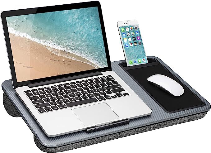 LapGear Home Office Lap Desk with Device Ledge, Mouse Pad, and Phone Holder - Silver Carbon - Fit... | Amazon (US)