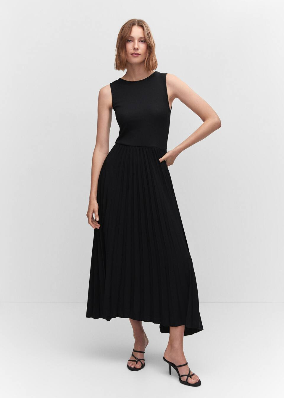 Ribbed dress with pleated skirt | MANGO (US)