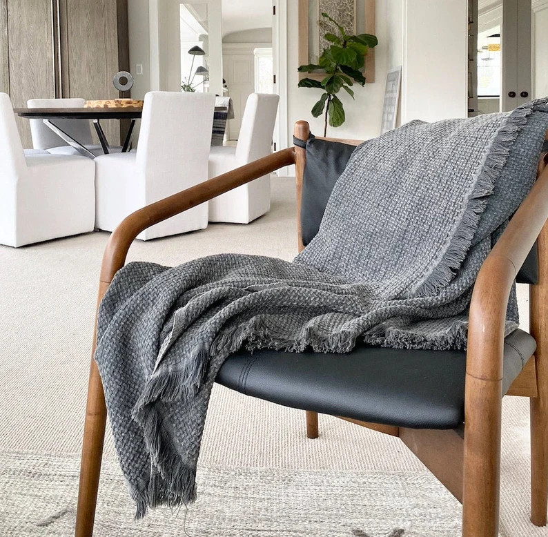 Arya Stonewashed 100 % Turkish Cotton Throw-Blanket | Etsy (US)