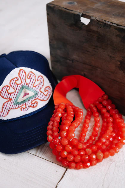 Carla Orange Faceted Bead Statement Necklace | The Willow Tree