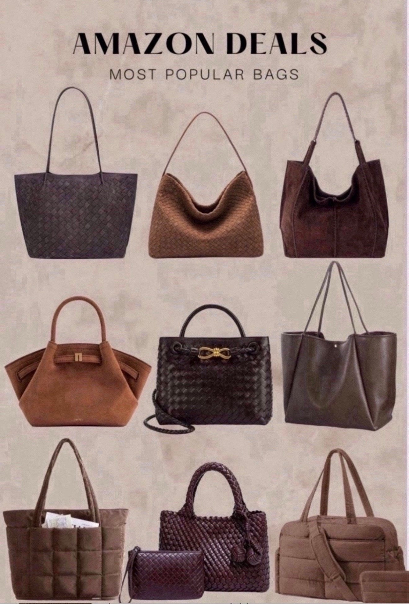 bestselling handbags 
tote bag 
brown aesthetic 






#amazonfashion #winterfashion #travelbag #workbag
