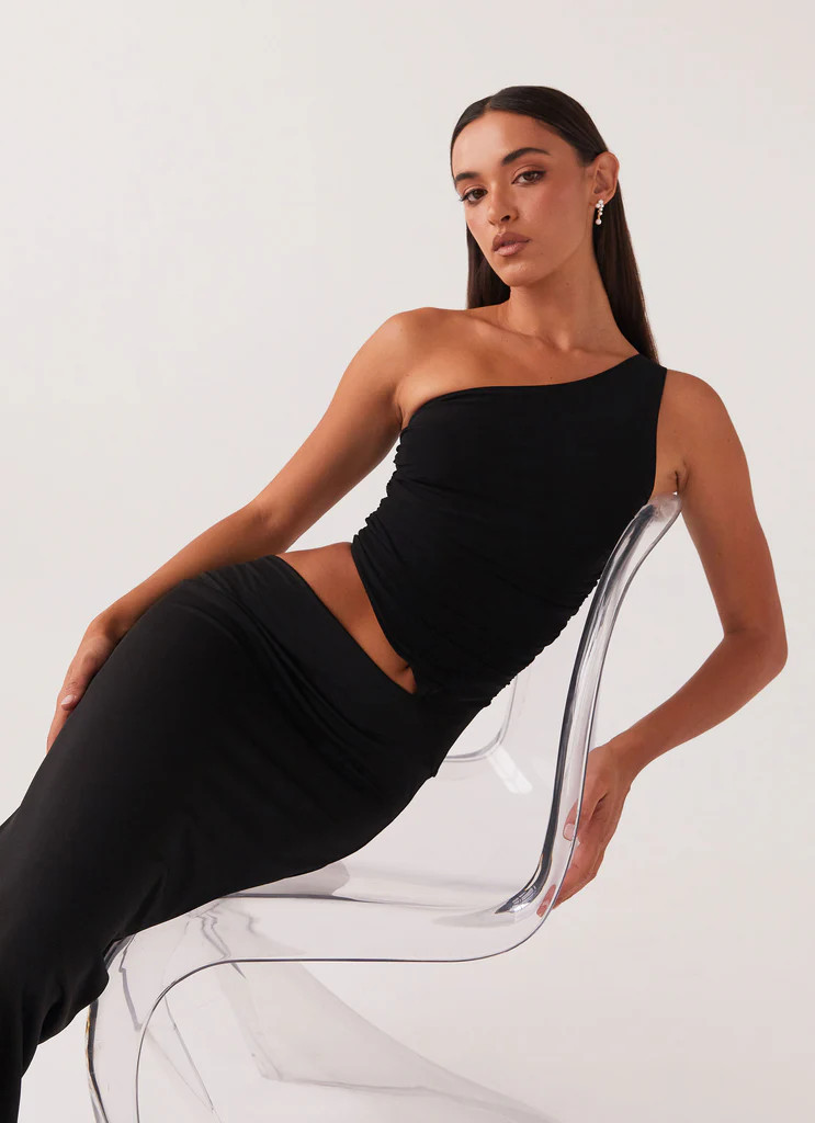 Peppermayo Exclusive -  Seranella One Shoulder Maxi Dress - Black | Peppermayo (Global)