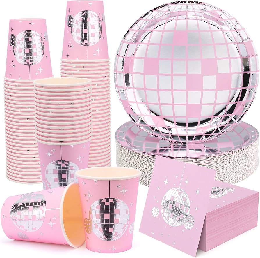 Disco Party Supplies - Disco Ball Paper Plates Disco Ball Paper Cups Disco Party Cocktail Napkins... | Amazon (US)