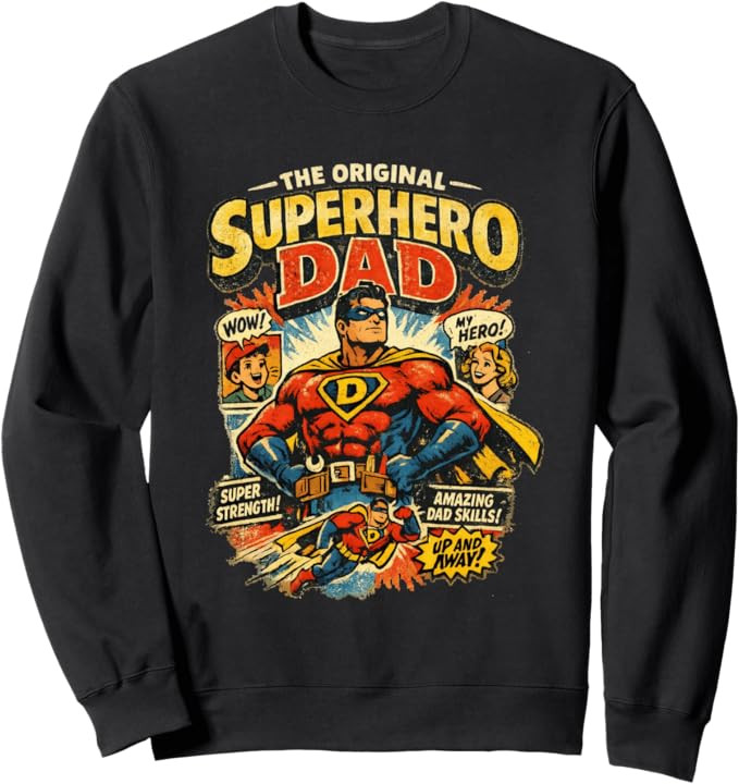 The Original Superhero Dad Vintage Comic Graphic Sweatshirt | Amazon (US)