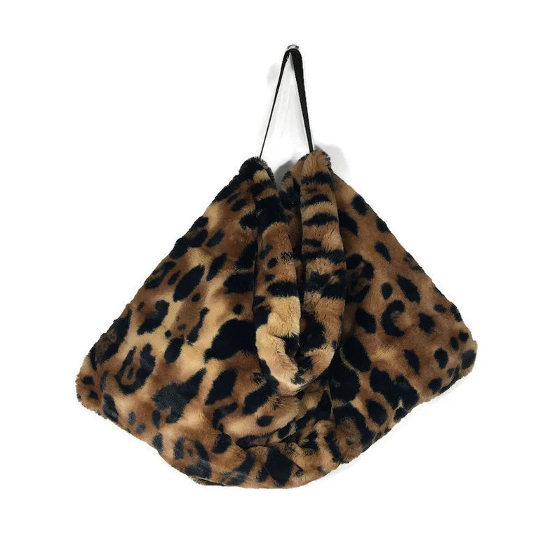 Faux Fur Hobo Bag Leopard Print Faux Fur Handbag Faux Fur Shoulder Bag Leopard Print Hobo Bag CUS... | Etsy (Global)
