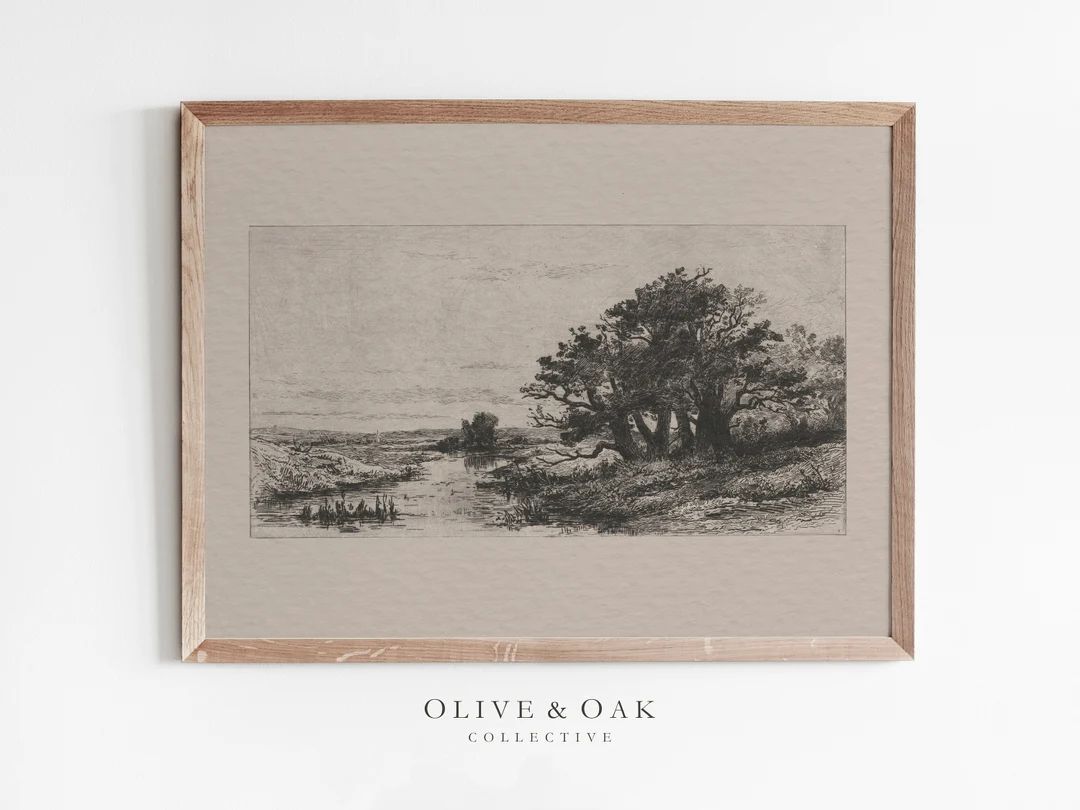 Landscape Sketch / Vintage Etching / Oak Tree Drawing PRINTABLE / #87 | Etsy (US)