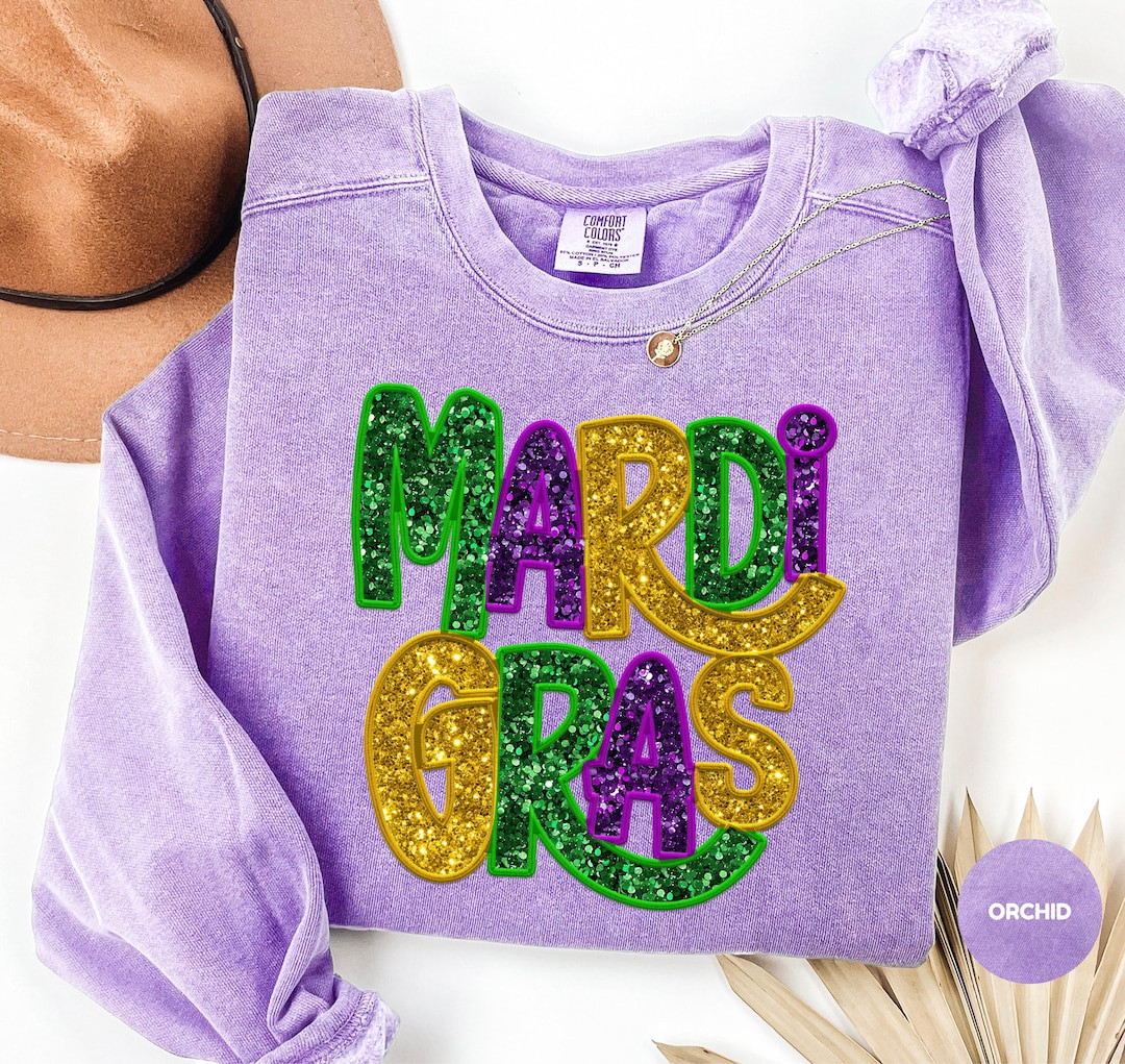 Faux Sequin Mardi Gras Comfort Colors® Sweatshirt, Nola Mardi Gras Carnival Shirt, Women Mardi G... | Etsy (US)