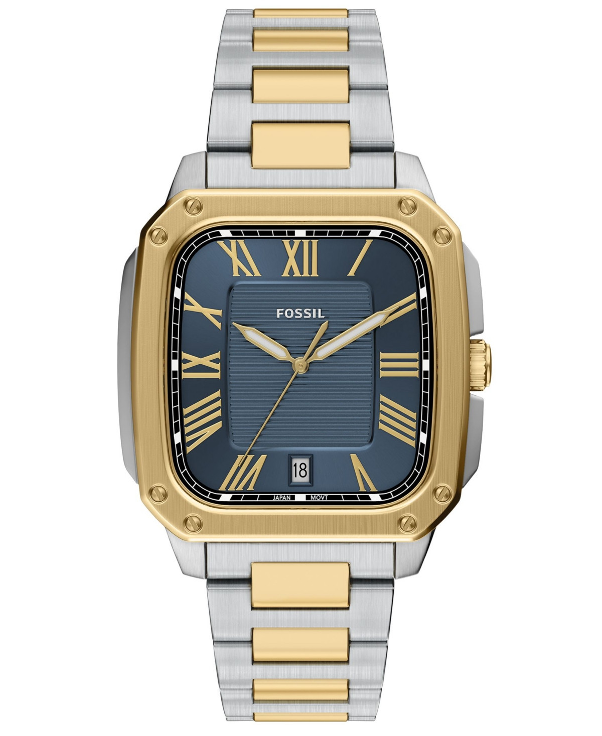 Fossil Men's Crosby Three-Hand Date Two-Tone Stainless Steel Watch, 42mm - Two Tone | Macy's
