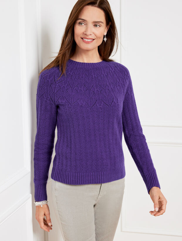Pointelle Round Yoke Sweater | Talbots