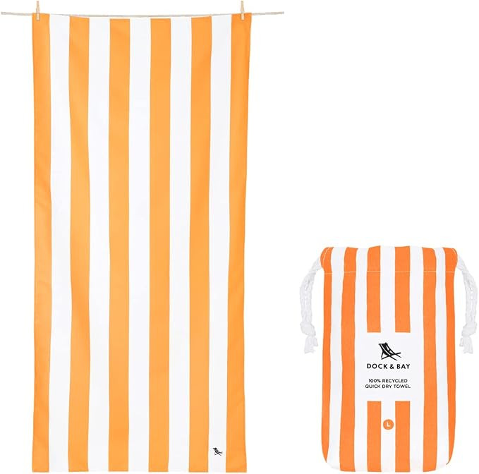 Dock & Bay Beach Towel - Quick Dry, Sand Free - Compact, Lightweight - 100% Recycled - Includes B... | Amazon (US)