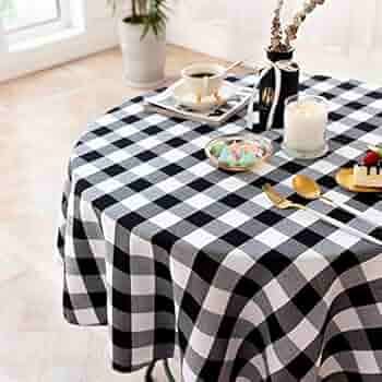 Lahome Buffalo Check Plaid Tablecloth - Cotton Linen Grid Gingham Table Cover Kitchen Dining Room... | Amazon (US)