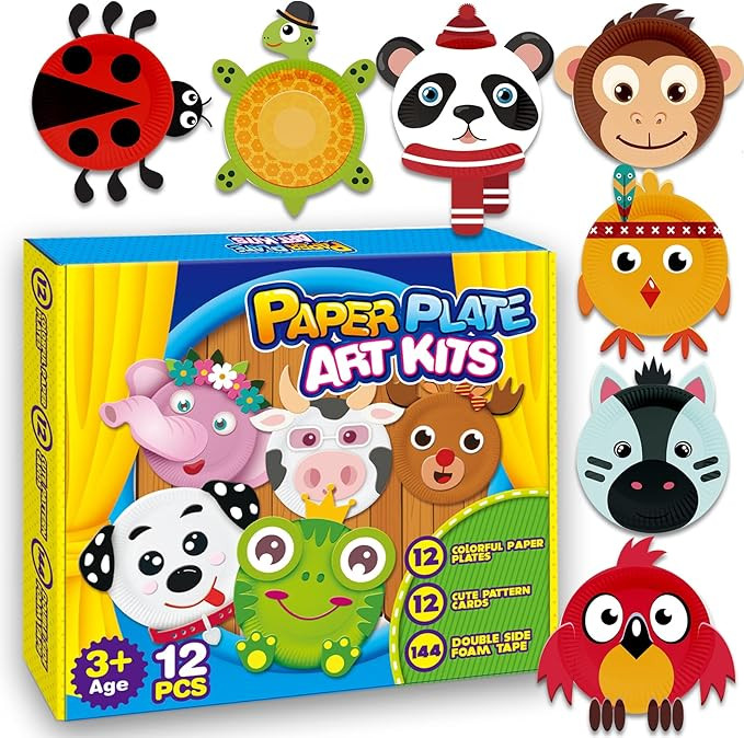 V-Opitos Arts and Crafts Kits for Kids, 12 Pack Simple Animal Paper Plate Crafts for Toddler Age ... | Amazon (US)