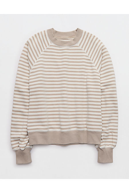 Aerie Go-To Classic Length Crew Sweatshirt Women's Stone Harbor L | Aerie