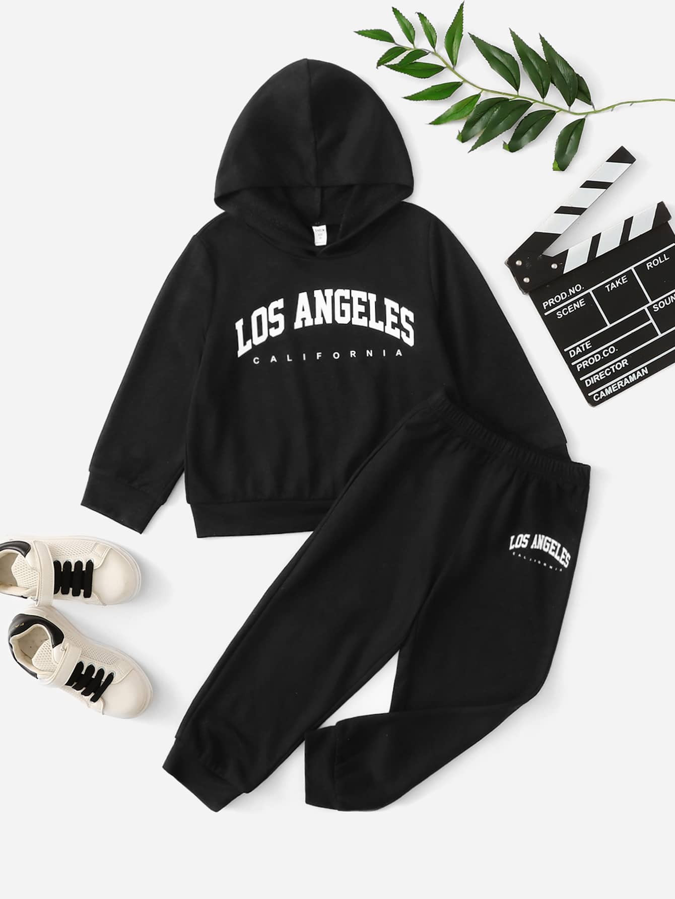 SHEIN Toddler Boys Letter Graphic Hoodie & Sweatpants | SHEIN