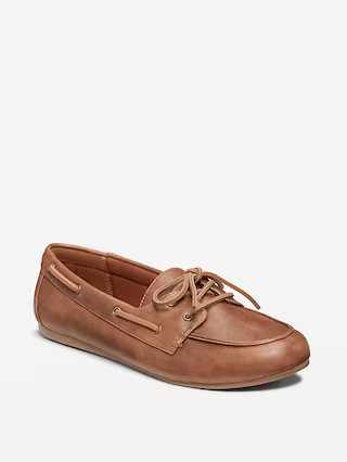Faux-Leather Boat Shoes for Women | Old Navy (US)