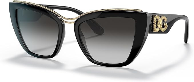 Dolce & Gabbana Women's Round Fashion Sunglasses, Black/Gradient Grey, One Size | Amazon (US)