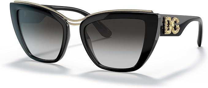 Dolce & Gabbana Women's Round Fashion Sunglasses, Black/Gradient Grey, One Size | Amazon (US)