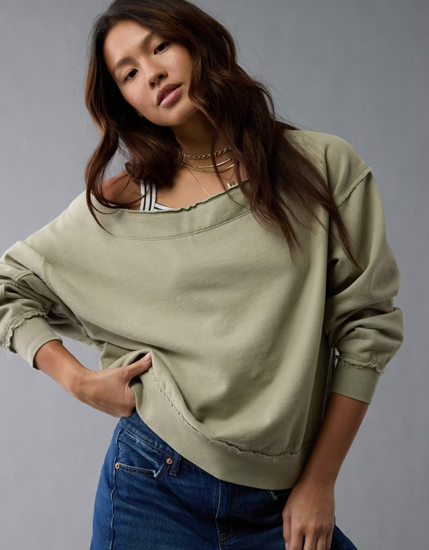 AE Off The Shoulder Sweatshirt | American Eagle Outfitters (US & CA)