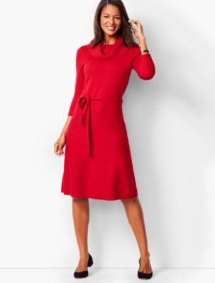 Cowlneck Fit & Flare Sweater Dress | Talbots