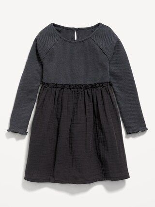 Long-Sleeve Textured-Knit Fit &amp; Flare Dress for Toddler Girls | Old Navy (US)