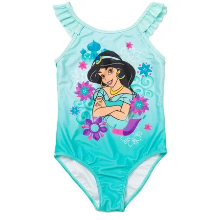 Disney Princess Jasmine Little Girls One Piece Bathing Suit Green 5 | Walmart (US)