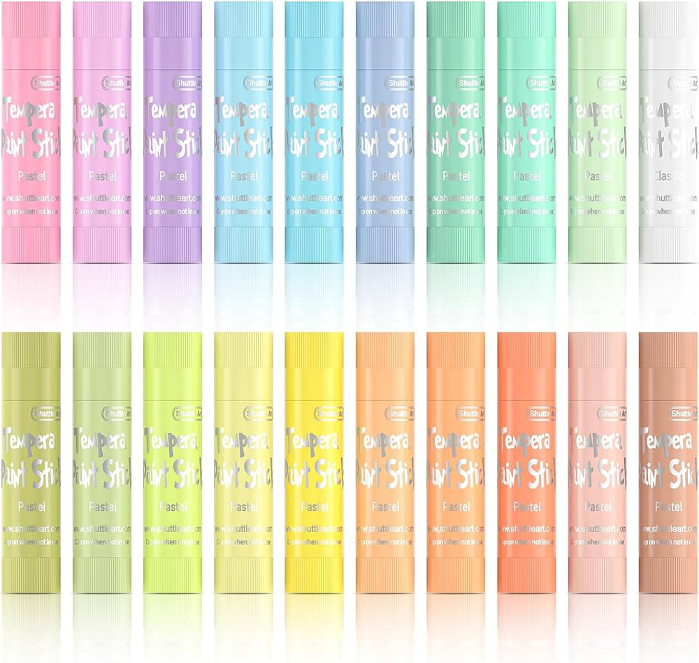 Tempera Paint Sticks, 20 Pastel Colors, Solid Tempera Paint for Kids, Super Quick Drying, Works G... | Amazon (US)
