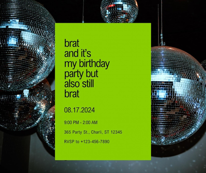 Brat Birthday Party Invitation - Editable and Printable Birthday Invitation - DIGITAL Download - ... | Etsy (US)