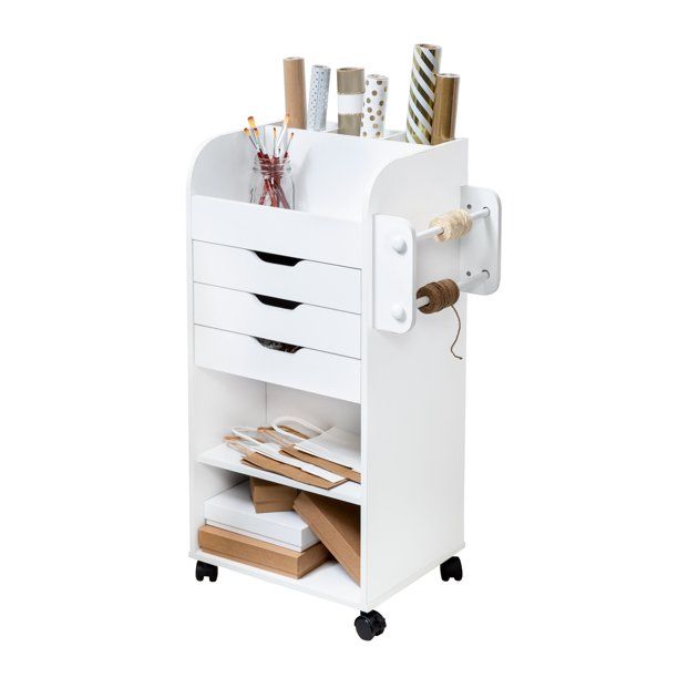 Honey Can Do Craft Storage Cart with Rollers, White | Walmart (US)