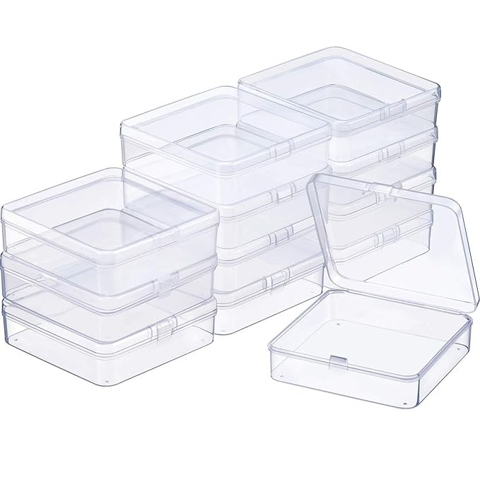 SATINIOR 12 Pack Clear Plastic Beads Storage Containers Box with Hinged Lid for Beads and More (3... | Amazon (US)