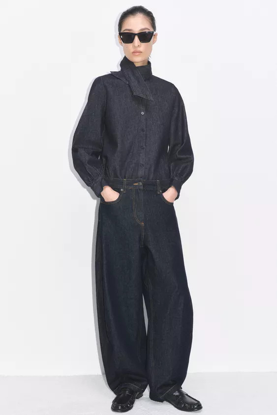 ZW COLLECTION ANKLE BALLOON MID-WAIST JEANS | Zara UK