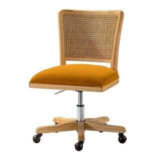 JAYDEN CREATION Crisolina Yellow Swivel Task Chair with Rattan Back CHS0085-YELLOW - The Home Dep... | The Home Depot