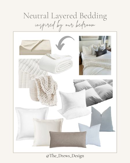 Shop our neutral layered bedding! On our bed we have white organic cotton sheets, a waffle knit blanket in natural, and white duvet set from Boll and Branch. Our throw pillows include 3 ivory 26” Euro pillows, two 20” blue chambray throw pillows, and a long gray lumbar pillow. I also can’t sleep without my white knit weighted blanket from Bearaby! (I have the 15 pound blanket). Linked similar and budget bedding from Amazon, Wayfair, and Target! 

#LTKFind #LTKsalealert #LTKhome