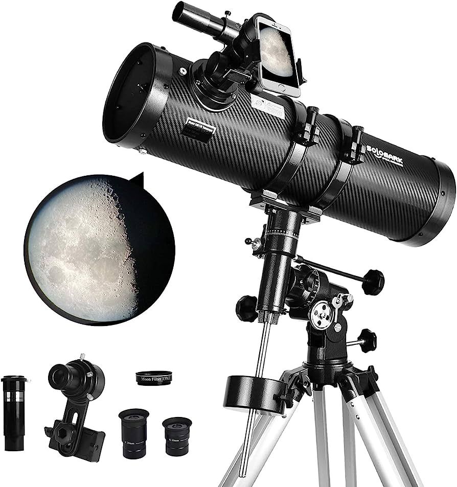 Professional Telescope 130EQ Newtonian Reflector Telescopes for Adults Astronomy, Comes with 1.5X... | Amazon (US)
