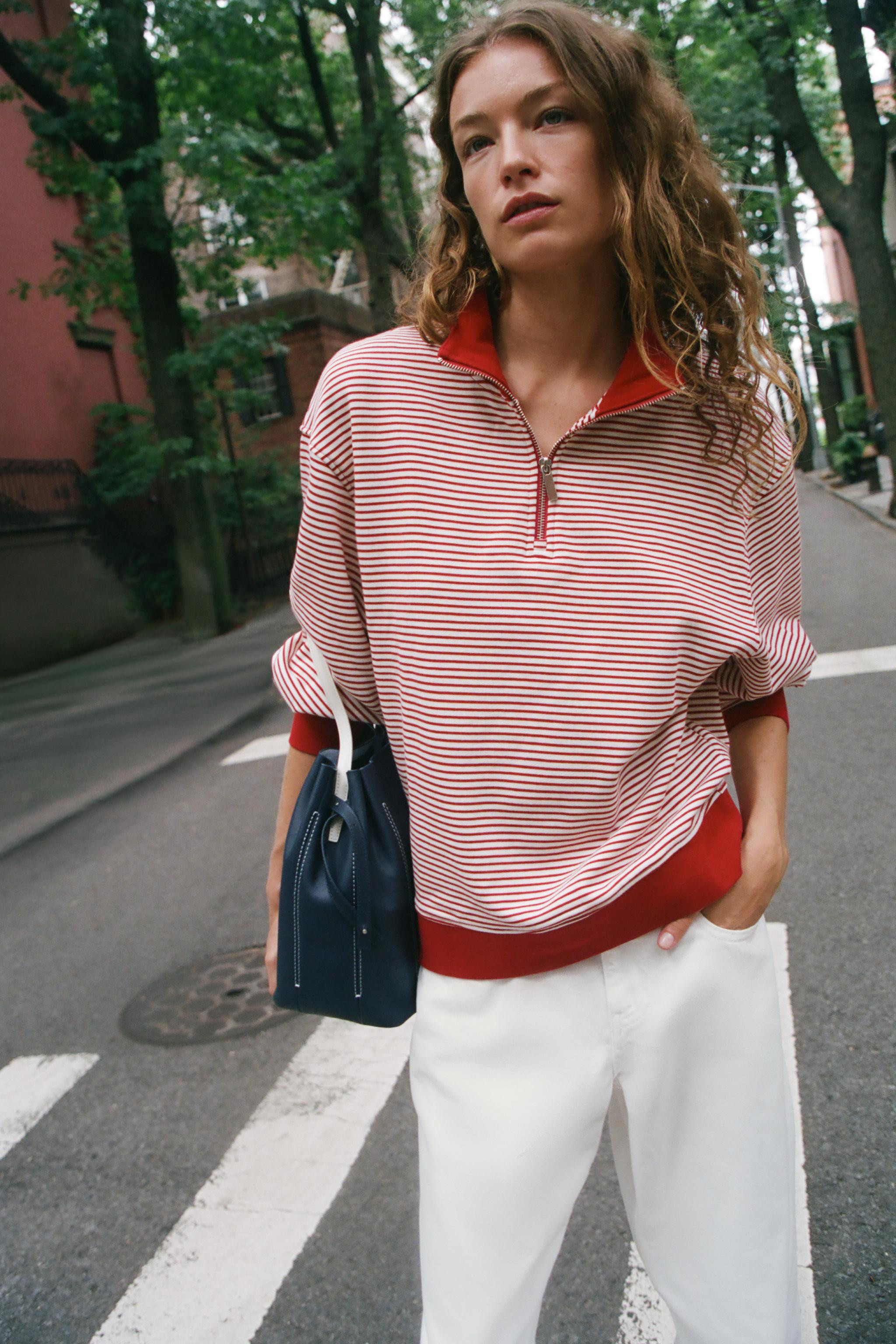 STRIPED ZIP-UP SWEATSHIRT | Zara US