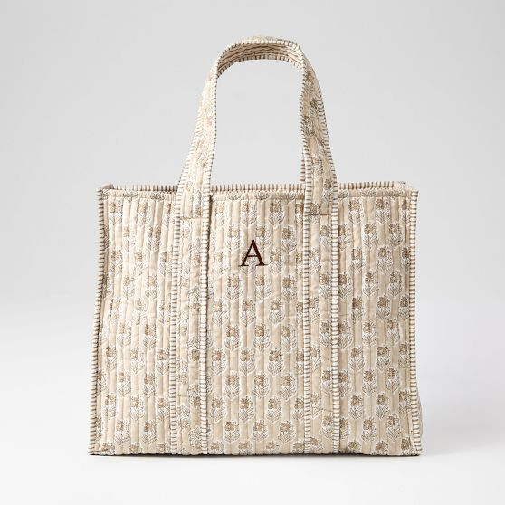 Block Print Quilted Oversized Tote | Mark and Graham