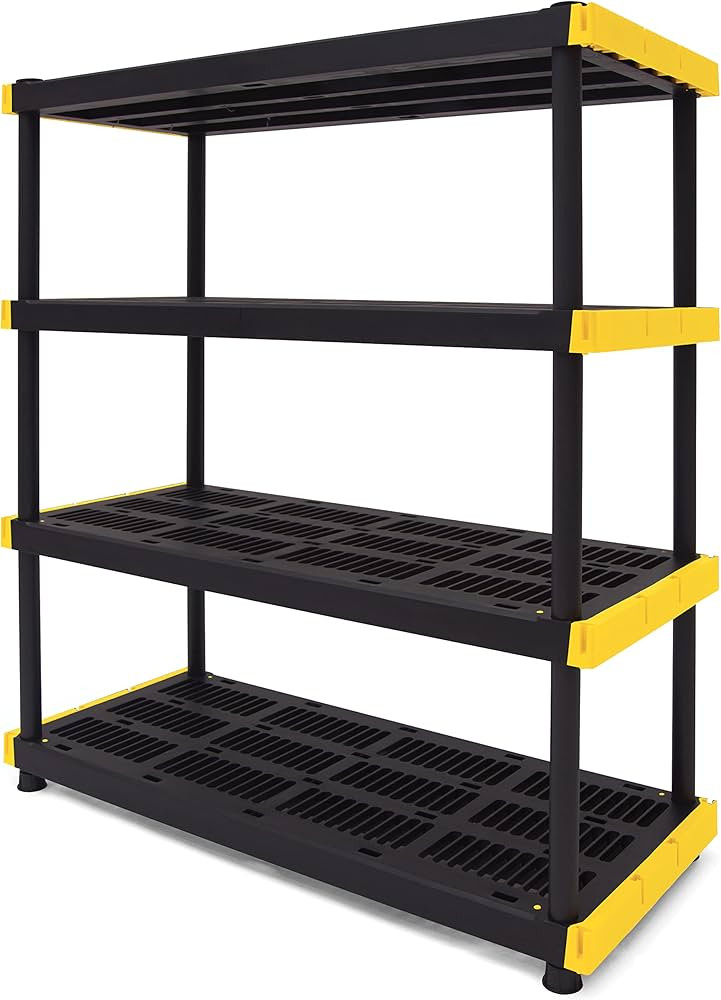 Original Black & Yellow 4-Tier Storage Shelving Unit, Indoor/Outdoor, Heavy Duty Storage Shelving... | Amazon (US)