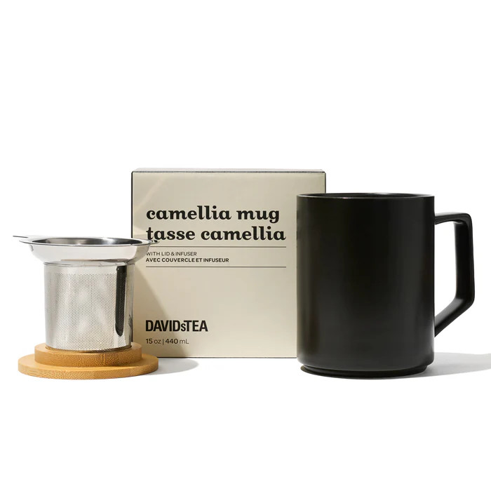 Black Camellia Ceramic Tea Mug | DAVIDsTEA