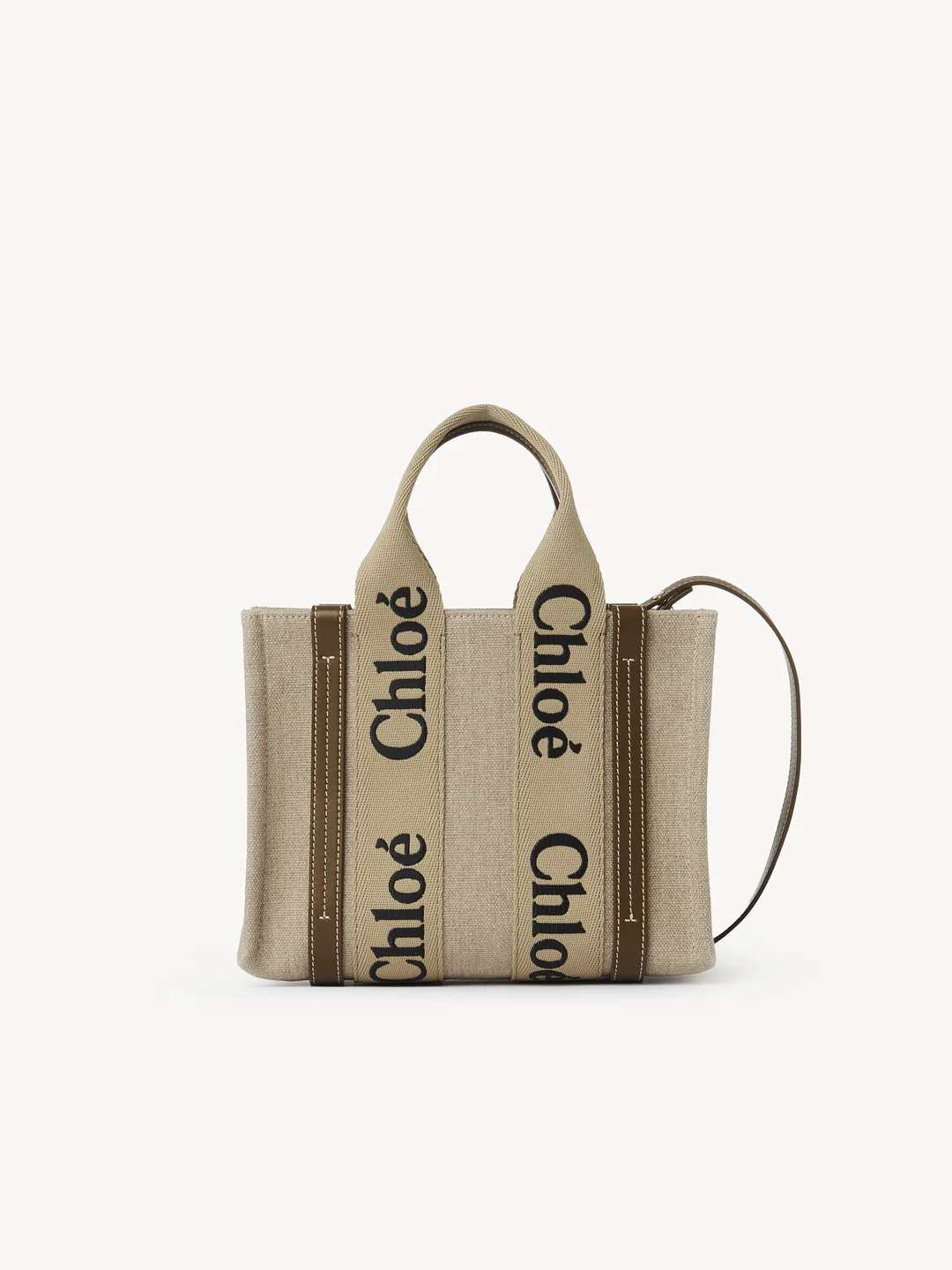 Small Woody tote bag in linen | Chloe UK