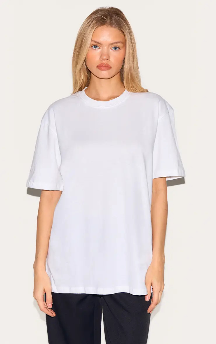 Cotton White Oversized T-Shirt | PrettyLittleThing UK