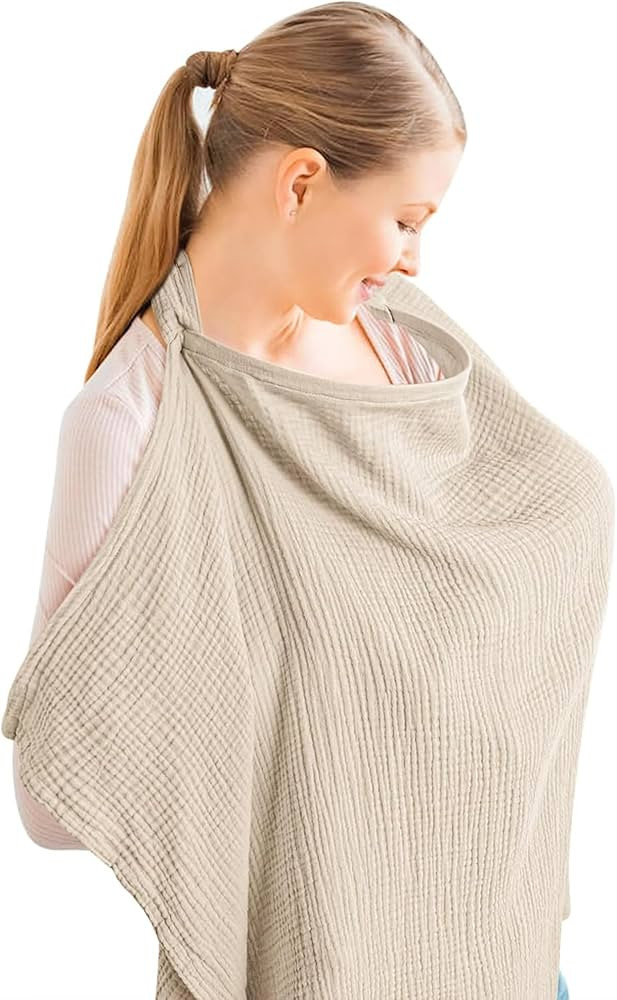 Konssy Muslin Nursing Cover for Baby Breastfeeding, Breathable 100% Cotton Breastfeeding Cover wi... | Amazon (US)