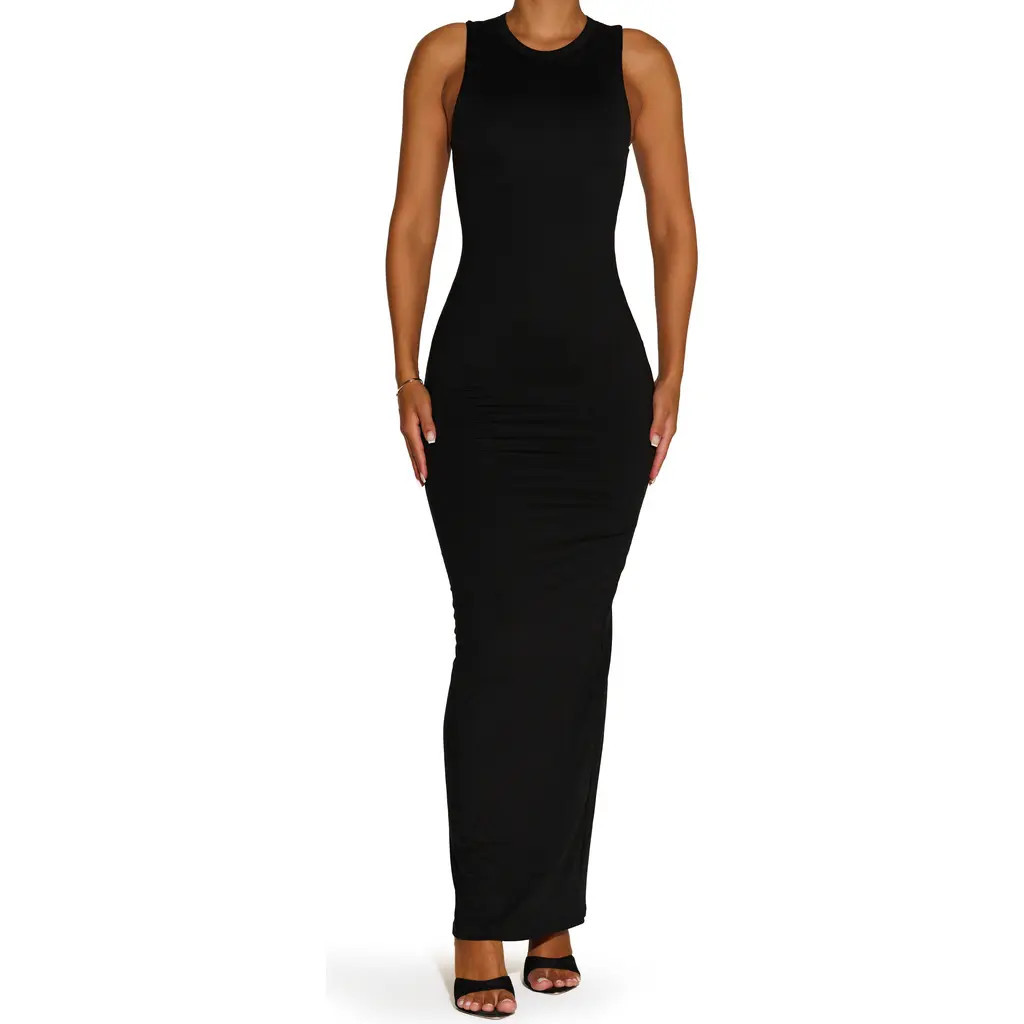 N BY NAKED WARDROBE Bare Crewneck Maxi Dress in Black at Nordstrom Rack, Size Large | Nordstrom Rack